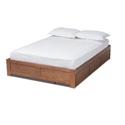 Baxton Studio Wren Modern and Contemporary Walnut Finished 3-Drawer Queen Size Platform Storage Bed Frame